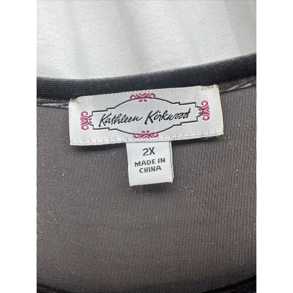 KATHLEEN KIRKWOOD Size 2X Black Velvet Sleeveless Swing Top - Picture 2 of 4